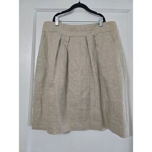NWT Talbots Linen‎ Blend Metallic Silver Pleated Lined Skirt Size 8